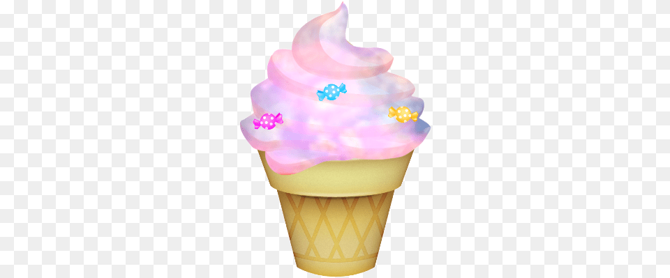 Kawaii Cute Pastel Pink Magical Tumblr Editing Ice Cream Cone, Dessert, Food, Ice Cream, Cake Free Png Download