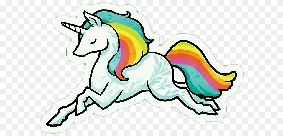 Kawaii Cute Pink Pastel Goth Soft Aesthetic Sticker Unicorn Rainbow, Art, Drawing, Modern Art Png Image