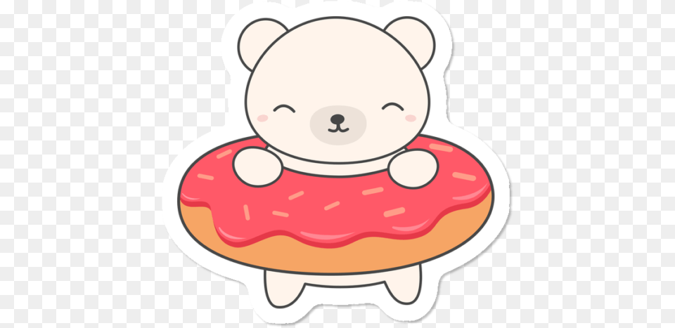 Kawaii Cute Polar Bear In A Donut Kawaii Cat And Donut, Food, Sweets, Face, Head Free Transparent Png