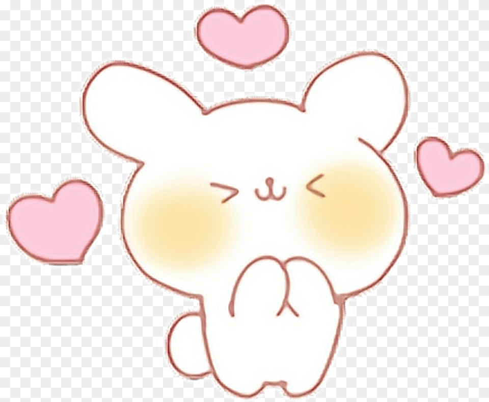 Kawaii Emoji Cute Bunny Rabbit Hearts Adorable Kawaii Cute Heart Transparent, Baby, Person Png Image