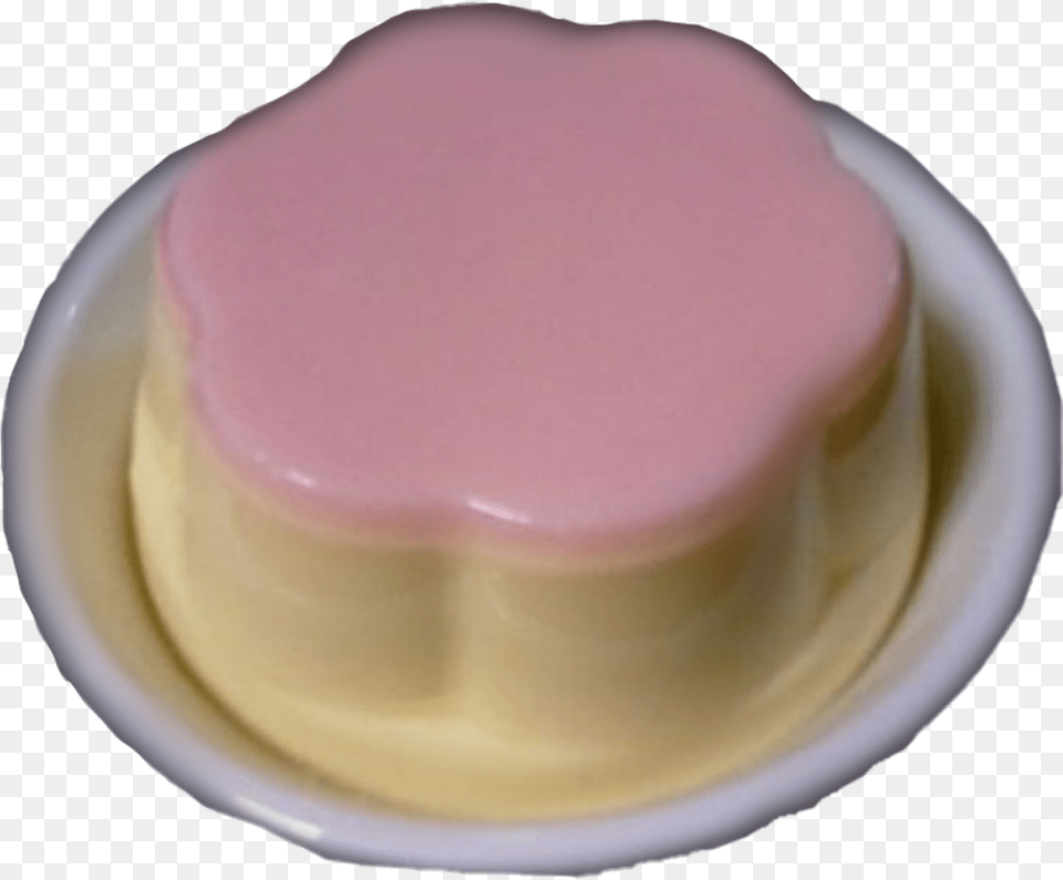 Kawaii Food Cute Babycore Cottagecore Flan Pidding Pink Flan, Cream, Dessert, Icing, Plate Free Transparent Png