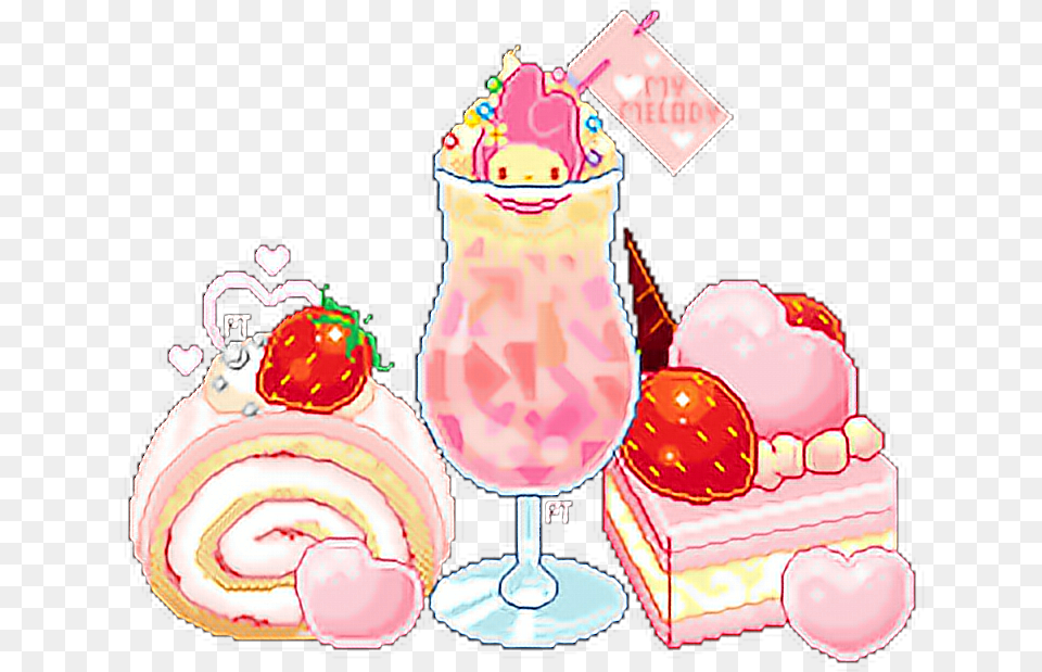Kawaii Food Cute Sticker Pixel Art Pixels Girly Pixel Art Kawaii Food, Cream, Dessert, Ice Cream, Beverage Free Png