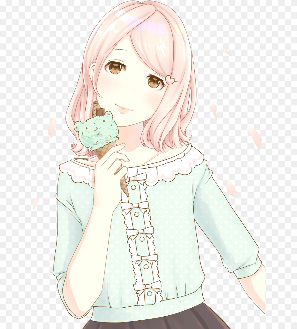 Kawaii Girl Anime Girl With Ice Cream Drawing, Book, Comics, Publication, Adult Free Png Download