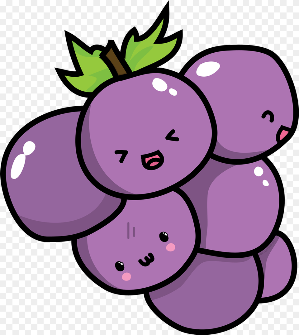 Kawaii Grape Jpg Cute Grape Clipart, Berry, Plant, Produce, Fruit Png