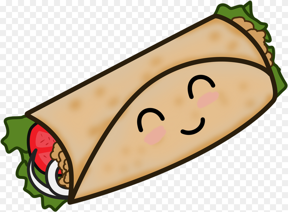 Kawaii Mexican Food Clipart Download Kawaii Burrito, Sandwich Wrap, Hot Tub, Tub Free Png