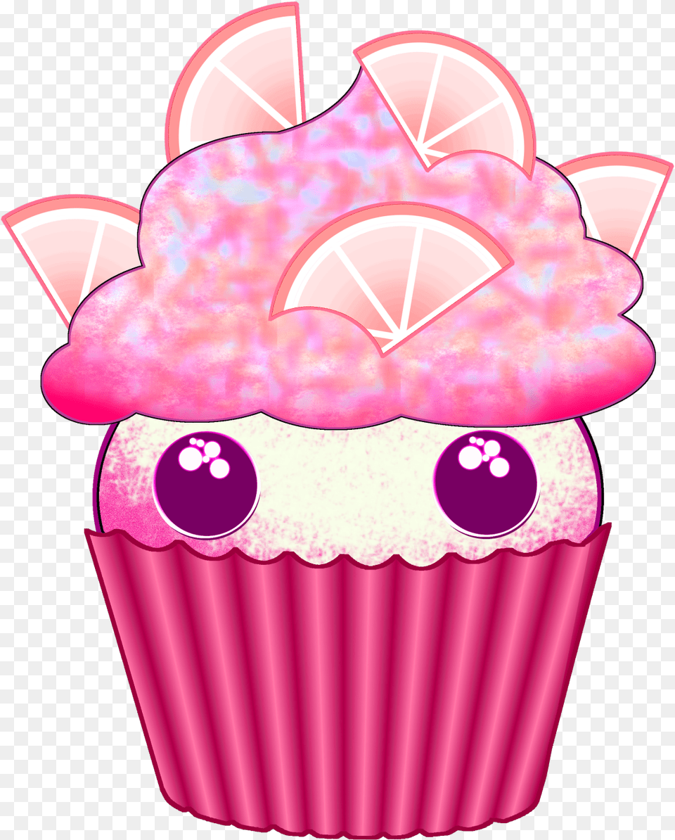 Kawaii Pink Cupcake, Cake, Cream, Dessert, Food Free Transparent Png