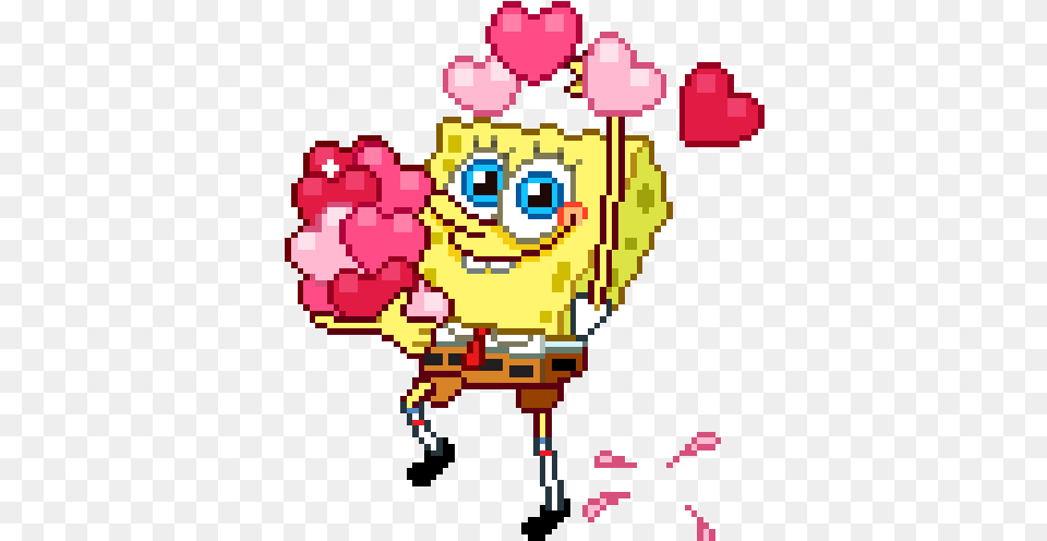 Kawaii Pixels Transparent Valentines Spongebob Sticker Hearts Cute Gif Happy Valentines Day Spongebob, Art, Graphics Free Png
