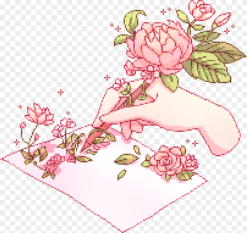 Kawaii Pixels Tumblr Flower Kawaii Transparent Aesthetic Pixel Art, Pattern, Graphics, Floral Design, Embroidery Png Image