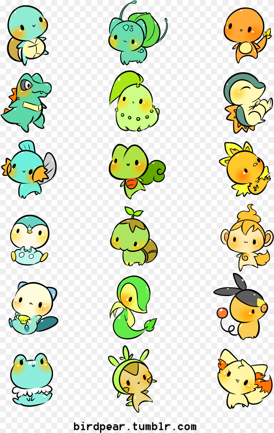 Kawaii Pokemon Starters, Cartoon, Animal, Baby, Bird Free Png