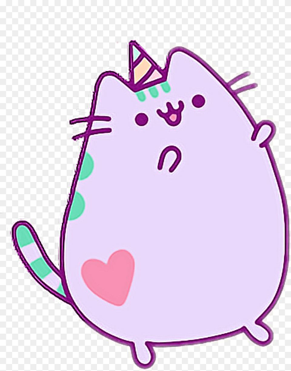 Kawaii Pusheen Cat Lila, Bag, Birthday Cake, Cake, Cream Png Image