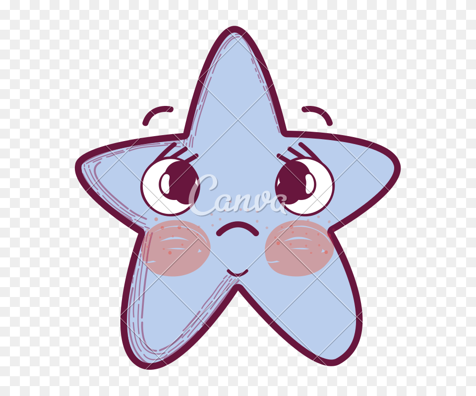 Kawaii Sad Star With Cheeks And Eyes, Star Symbol, Symbol Png