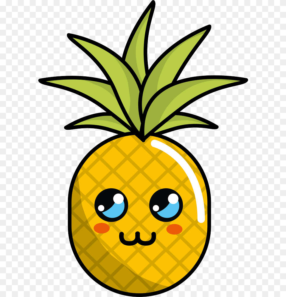 Kawaii Traviesa Kawaii Cute Pineapple, Food, Fruit, Plant, Produce Png