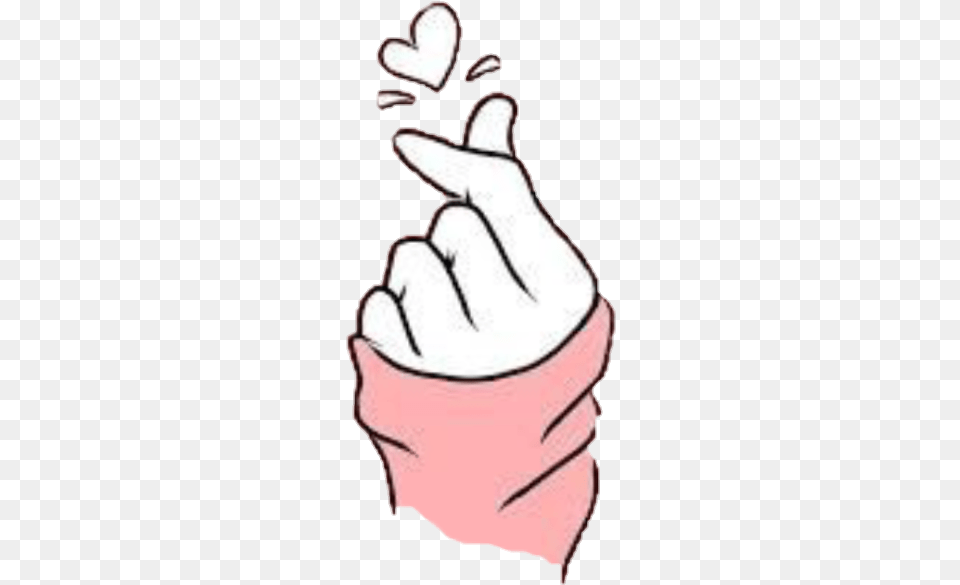 Kawaii Tumblr Heart Bts Kpop Korea Cori Finger Heart Wallpaper Black, Body Part, Hand, Person, Fist Png Image