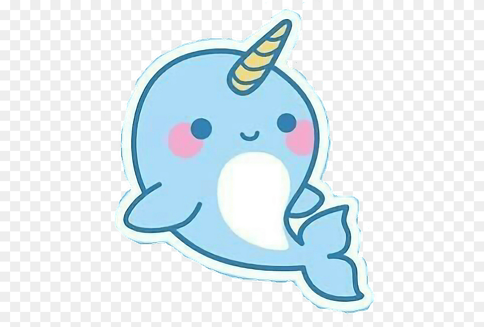 Kawaii Unicornio Delfin Azulpastel Kawaii Cute Narwhal, Sticker, Outdoors, Nature, Clothing Free Png Download