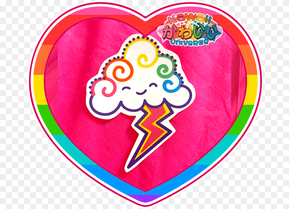 Kawaii Universe Cute Doodle Thunder Cloud Sticker Pic, Applique, Pattern, Heart, Birthday Cake Png Image