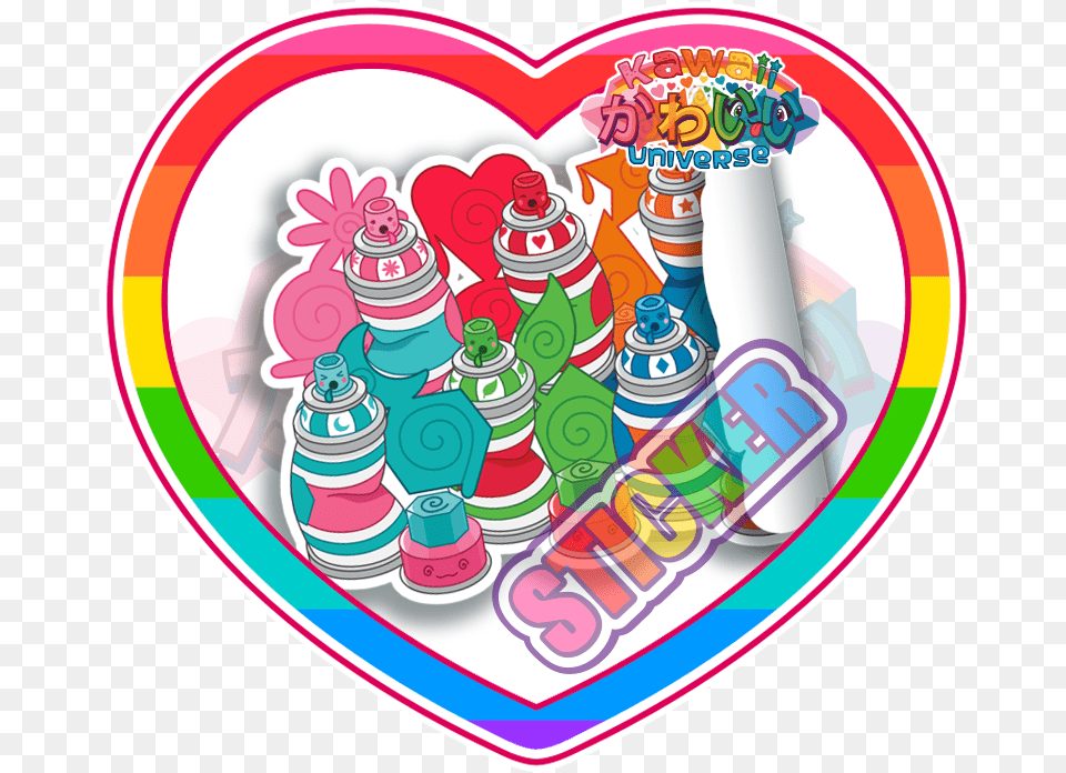Kawaii Universe Cute Rainbow Spray Paint Cans Spectrum Transparent Cute Design Sticker, People, Person, Cream, Dessert Free Png