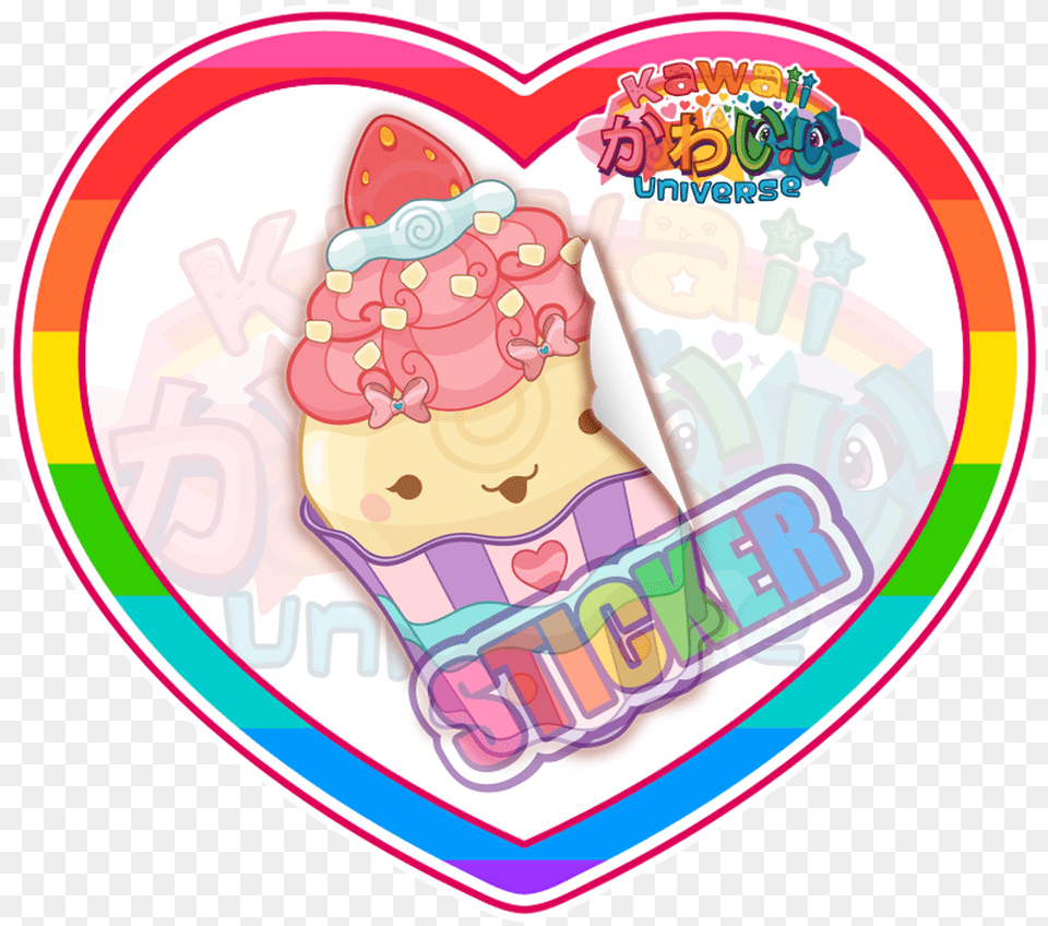 Kawaii Universe Cute Strawberry Cupcake Sticker Verbotsschilder, Baby, Person, Cream, Dessert Free Transparent Png