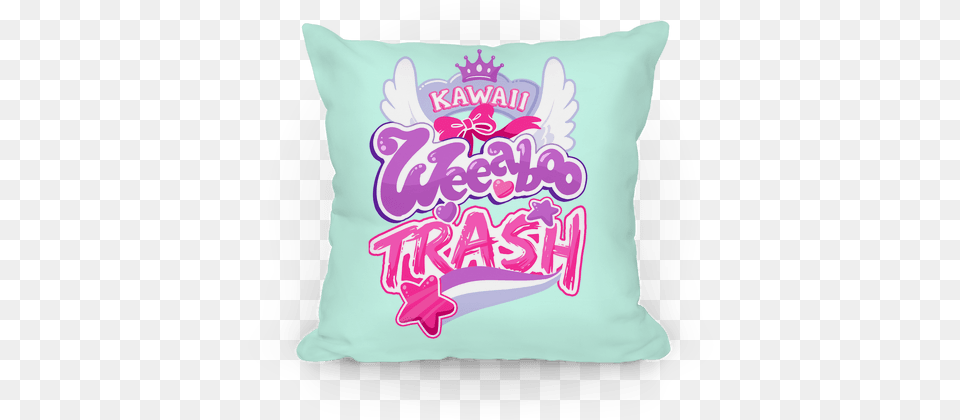 Kawaii Weeaboo Trash Anime Logo Pillows Lookhuman Kawaii Weeaboo Trash, Cushion, Home Decor, Pillow Free Png Download