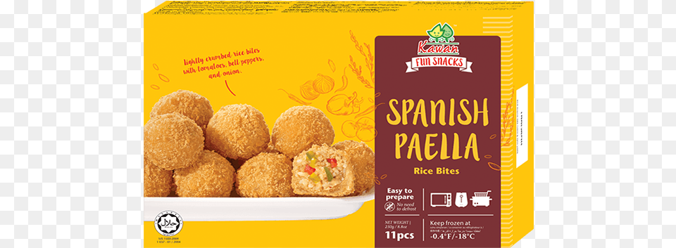 Kawan Spanish Paella Rice Bites Produced In Malaysia Kawan Cheesy Italian Rice Bites, Food, Fried Chicken, Nuggets, Advertisement Png