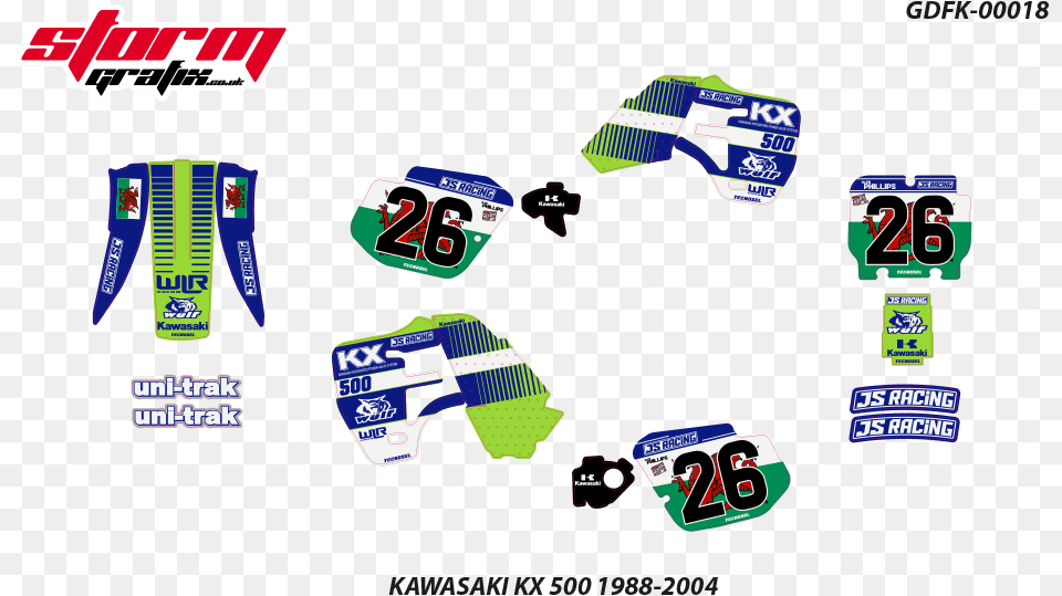Kawasaki 125 250 1994 Neil Prince Rep Motorcycle Protective Clothing, Sticker, Logo, Text Png Image