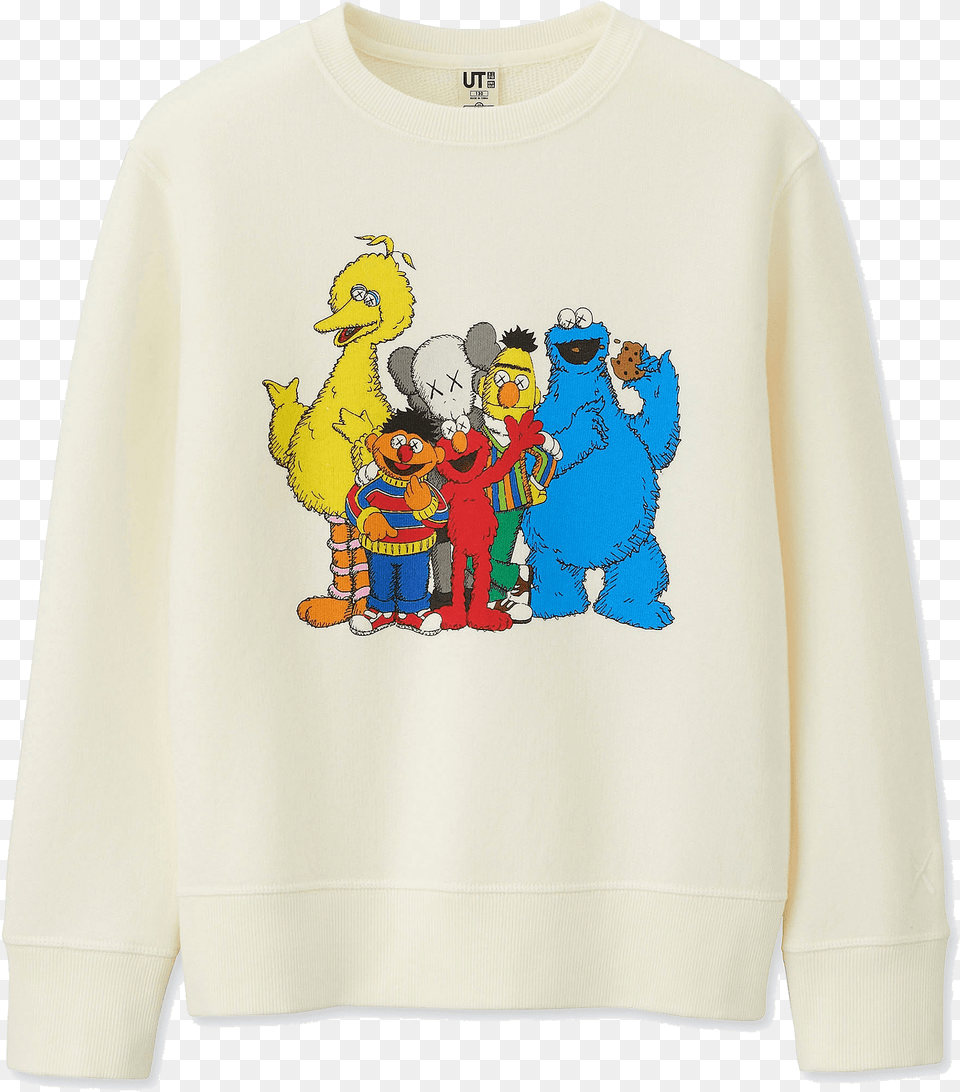 Kaws X Sesame Street Sweater Uniqlo Kaws Sesame Street, Clothing, Knitwear, Sweatshirt, Long Sleeve Free Png