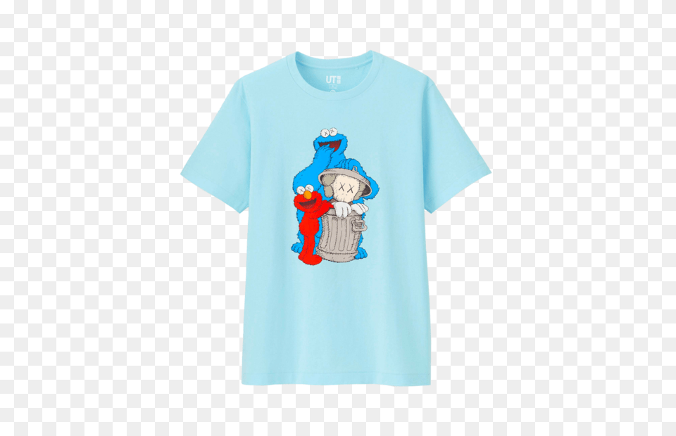 Kaws X Sesame Street Tee Blue Tuzex Fashion Store, Clothing, T-shirt, Baby, Person Free Png