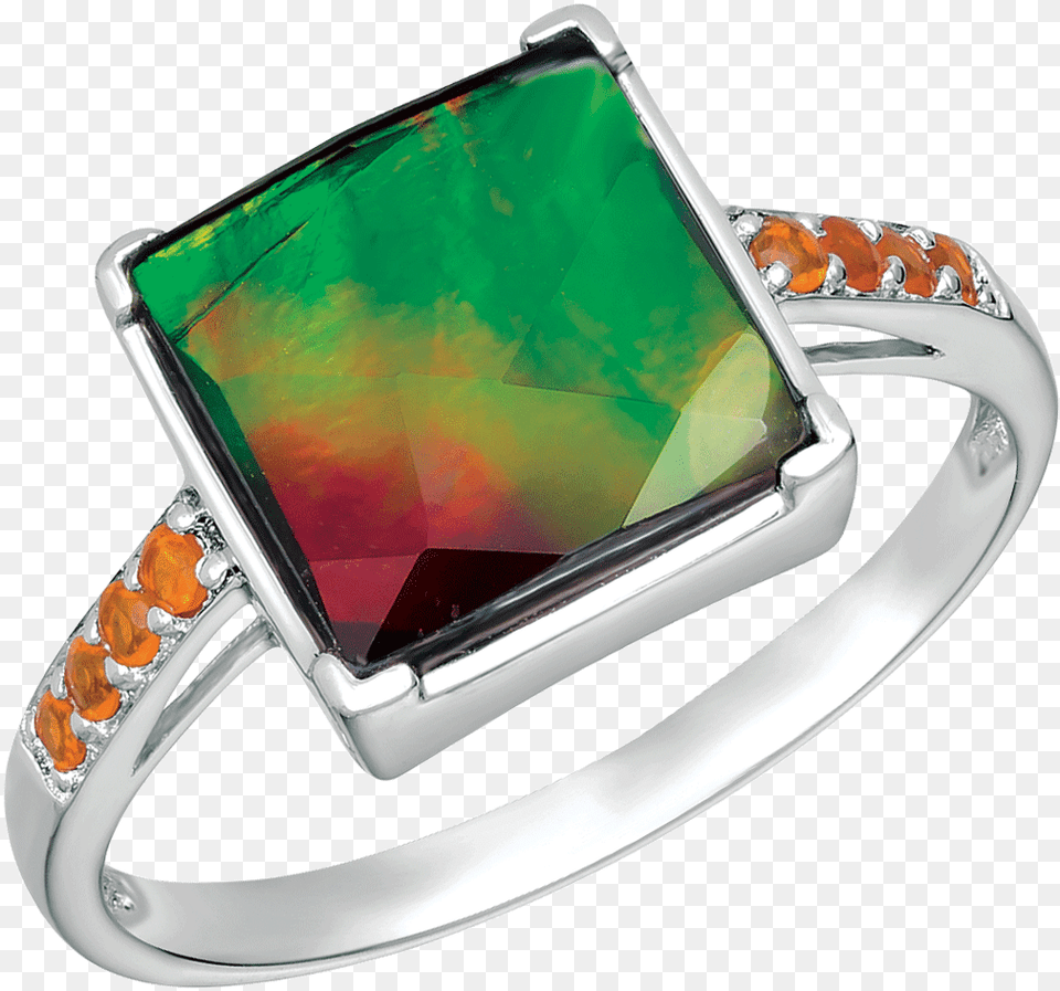 Kaya Sterling Silver Fire Opal Ring By Korite Ammolite Pre Engagement Ring, Accessories, Gemstone, Jewelry, Ornament Free Png Download