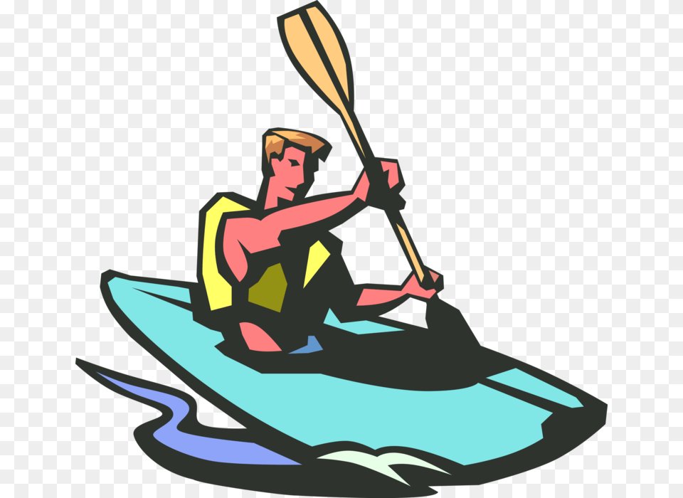 Kayaking Royalty Free Vector Clip Art Illustration Kayak Clip Art Transparent, Boat, Transportation, Rowboat, Vehicle Png Image