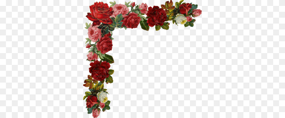 Kaz Creations Deco Corner Flowers Colours Rose Flowers Border Corner, Art, Floral Design, Graphics, Pattern Free Transparent Png