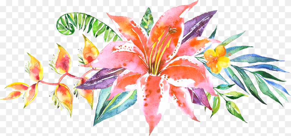 Kb V Flowers In A Line Watercolor Free Png