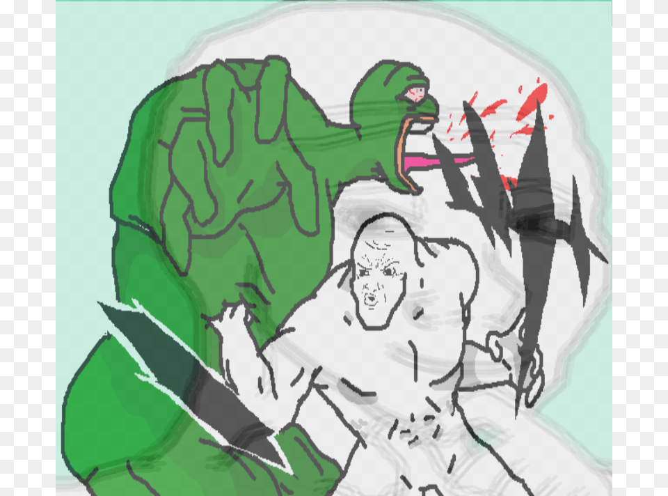 Kb Wojak Punching Pepe, Book, Comics, Publication, Face Free Png