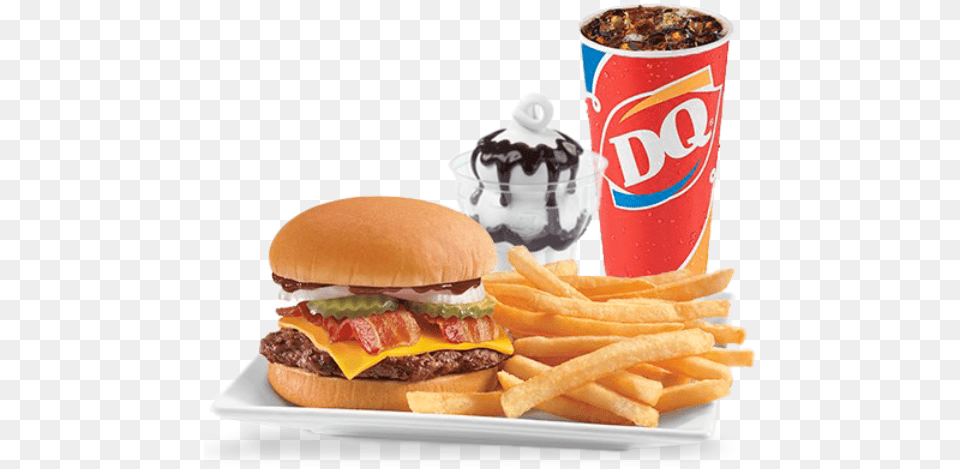 Kc Bbq Bacon Cheeseburger Lunch Dairy Queen, Burger, Food, Fries, Meal Free Png