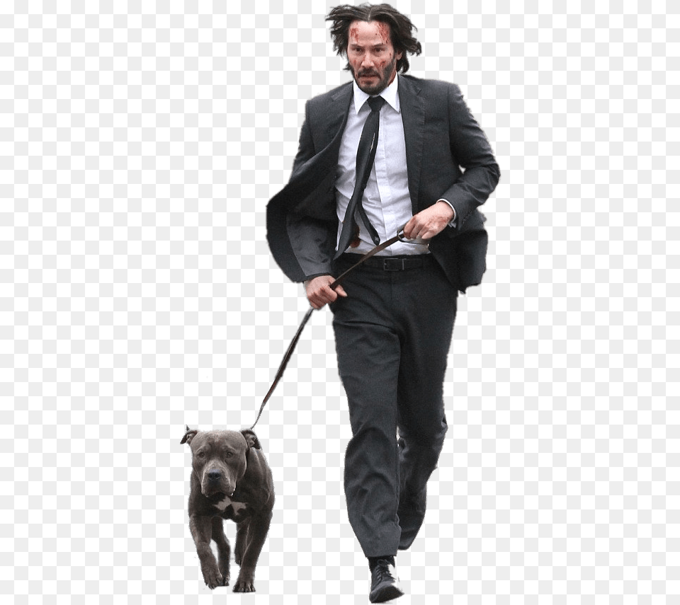 Keanu Reeves Film Scene With Dog John Wick, Accessories, Suit, Person, Man Png Image
