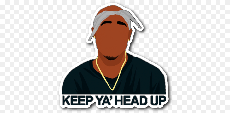 Keep Ya Head Up Tupac Sticker Illustration, Adult, Man, Male, Person Free Transparent Png