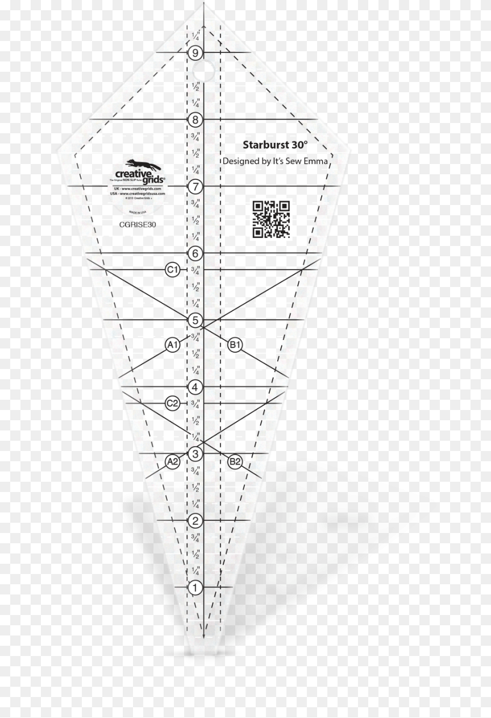 Keepsakequilting Starburst 30 Degree Triangle Ruler, Chart, Plot, Qr Code Free Png