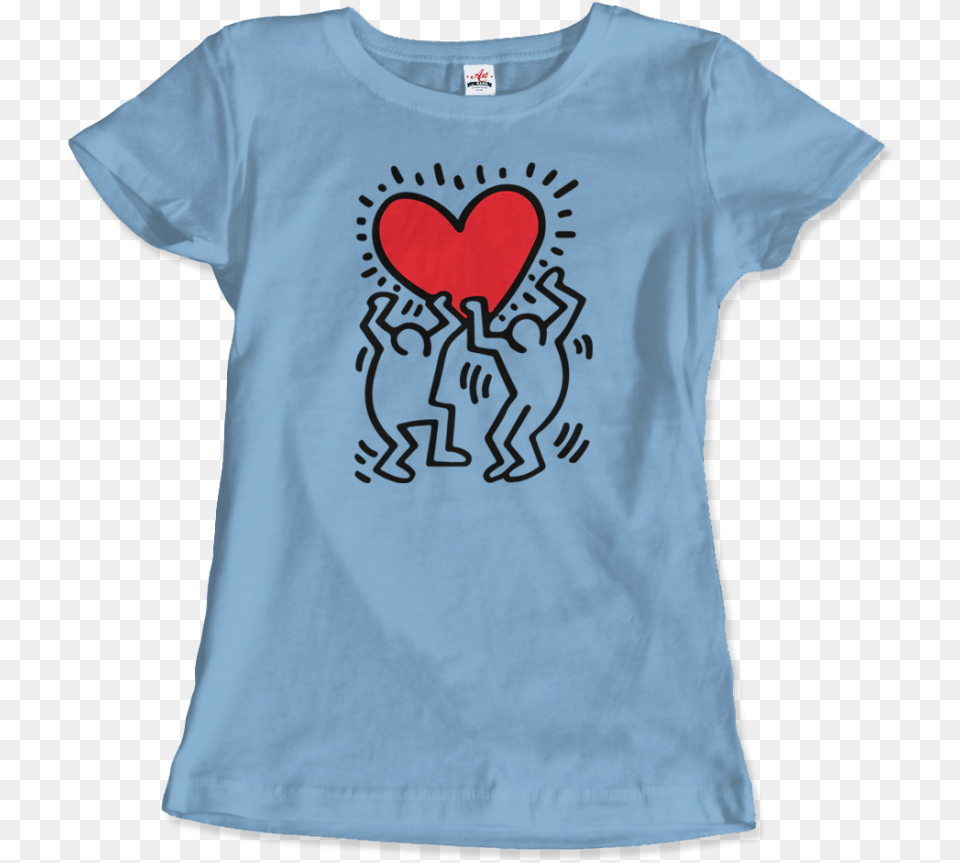 Keith Haring Men Holding Heart Icon Blue, Clothing, T-shirt, Shirt Free Transparent Png