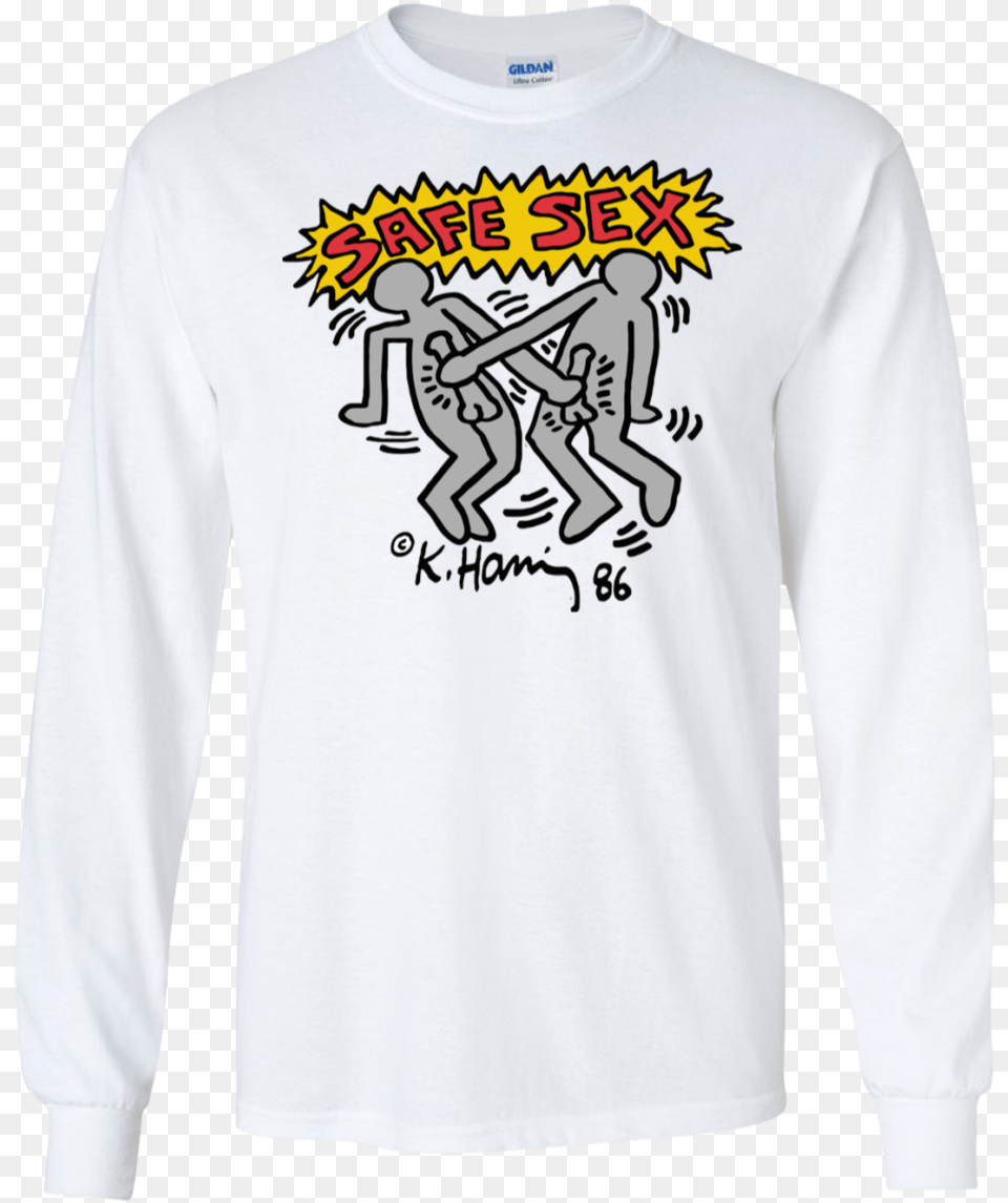 Keith Haring Safe Sex Shirt, Clothing, Long Sleeve, Sleeve, T-shirt Free Png