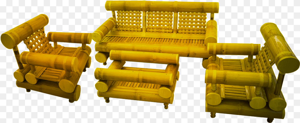Keko Bamboo Set Of 2 Single Seat And 1 Triple Seat Couch, Furniture, Bulldozer, Machine Png