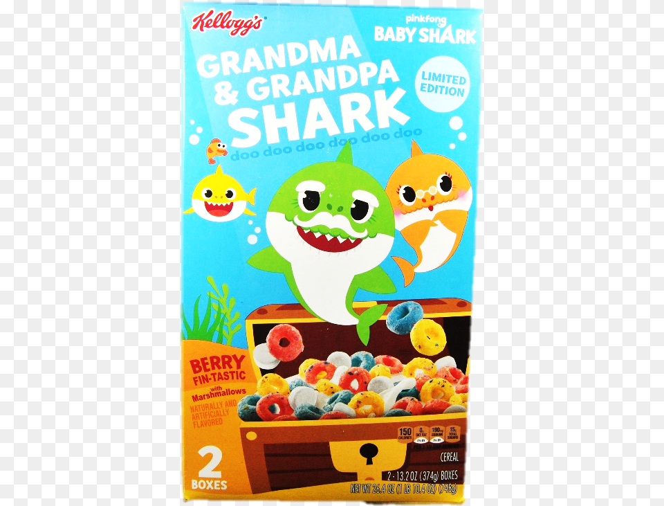 Kelloggs Baby Shark Cerealdata Zoom Cdn Mommy And Daddy Shark Cereal, Advertisement, Poster, Food, Sweets Png Image