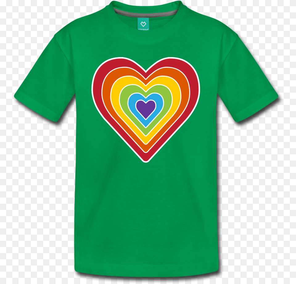 Kelly Green Youth S Rainbow Heart, Clothing, Shirt, T-shirt, Symbol Png