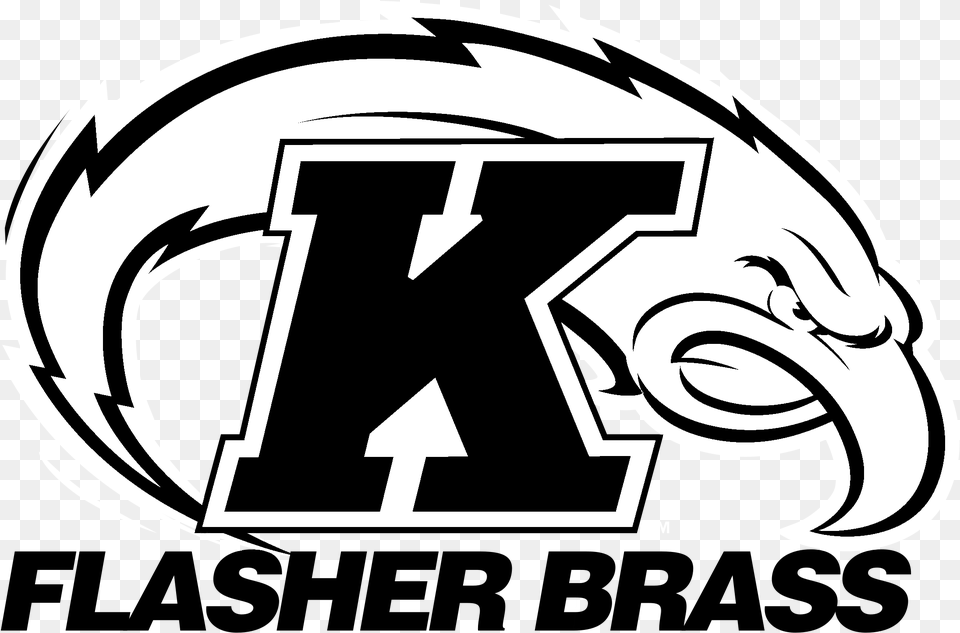 Ken State Flasher Brass Logo Black And White Kent State Golden Flashes, Stencil, Symbol, Text Free Png Download