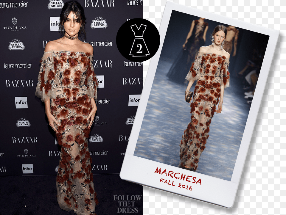 Kendall Jenner In Marchesa Fall Kendall Jenner Rose Dress, Adult, Person, Formal Wear, Female Free Png