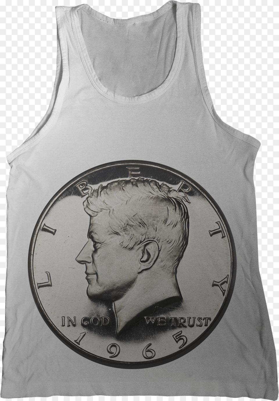 Kennedy 50 Cent Half Dollar Tank Top, Adult, Male, Man, Person Free Png Download