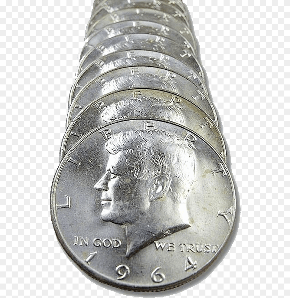 Kennedy Half Dollar 20 Coin Rolls Silver, Face, Head, Person, Money Free Transparent Png
