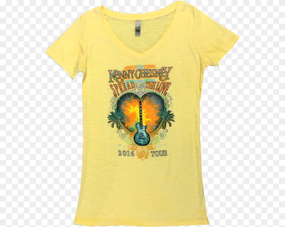 Kenny Chesney 2016 Ladies Banana Cream V Neck Tee Active Shirt, Clothing, T-shirt Free Transparent Png