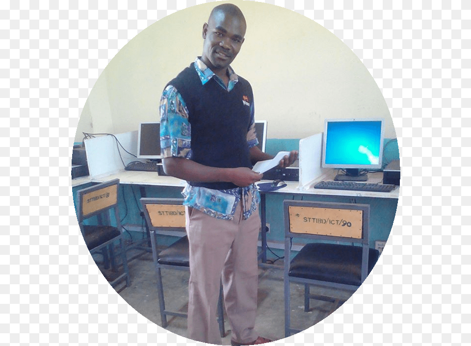 Kenya Coordinator Chrispine Otieno Output Device, Table, Desk, Furniture, Standing Free Png Download