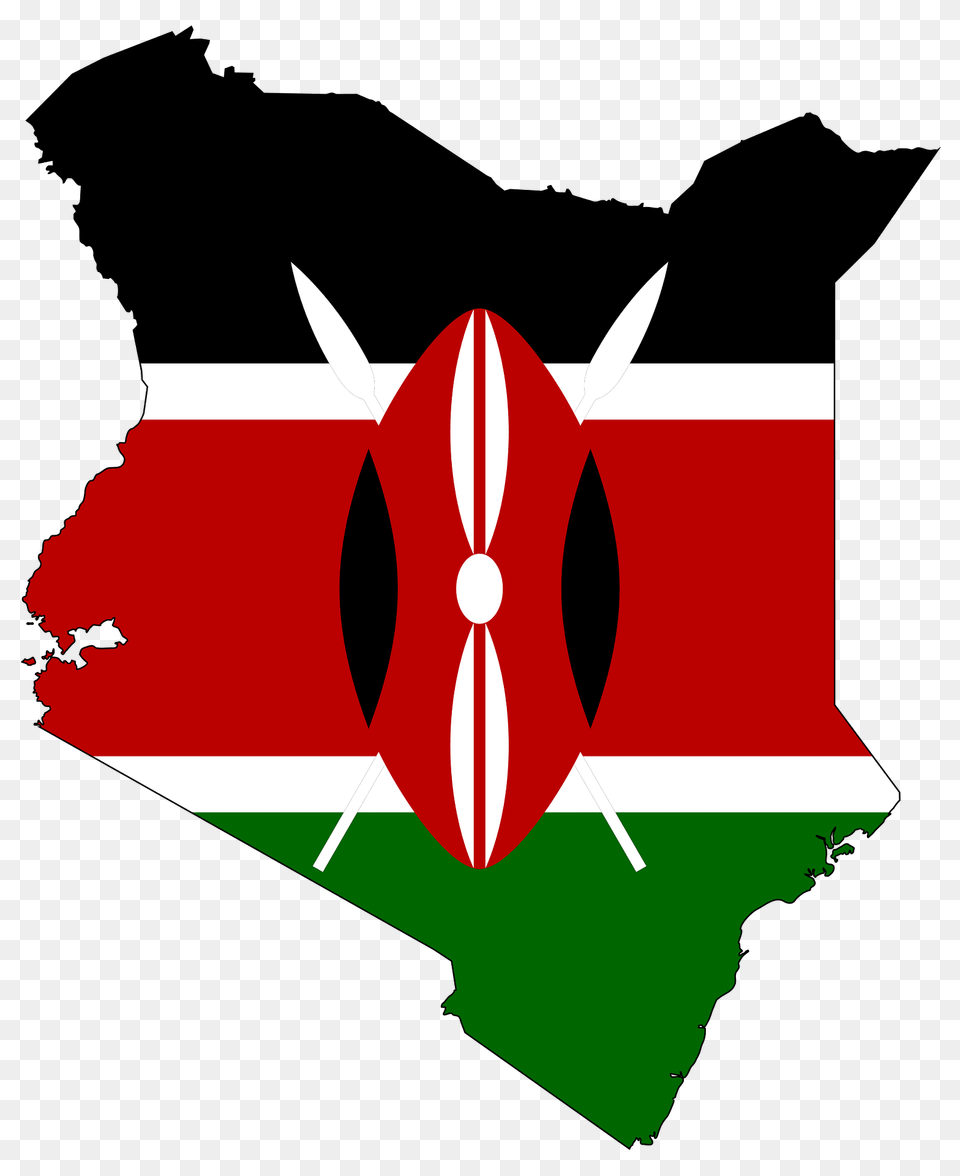 Kenya Flag Map With Stroke Clipart, Logo Png Image