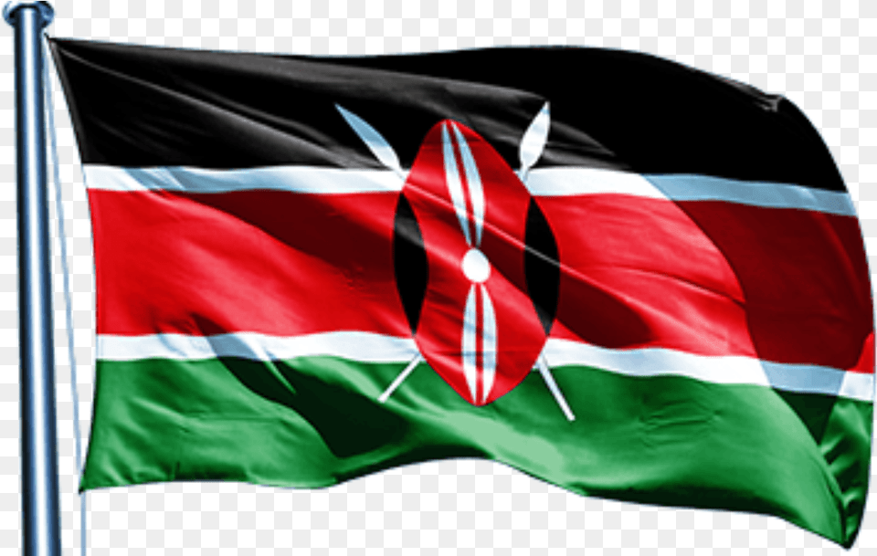Kenya Flag On Pole Free Png