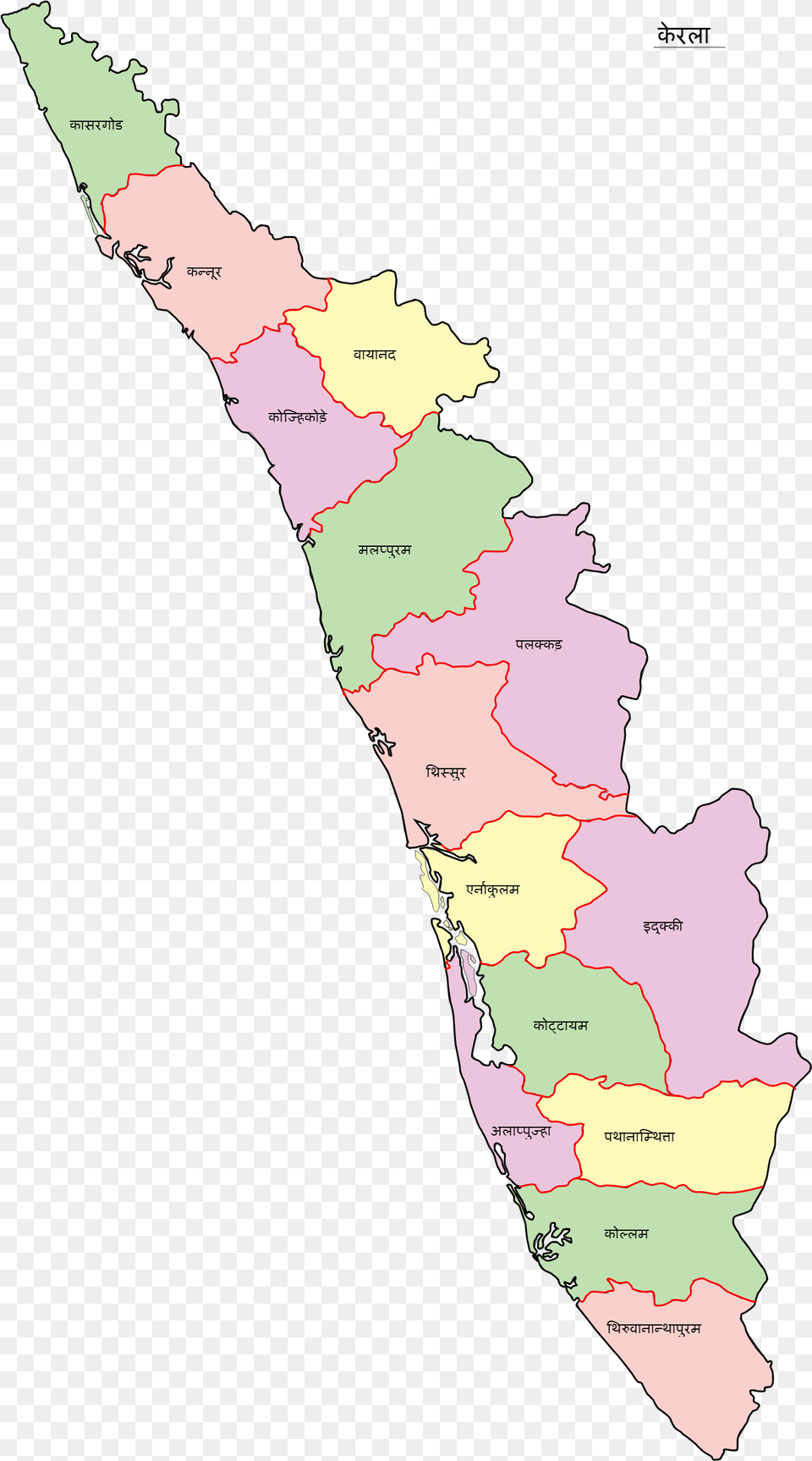Kerala Map Hi Kerala Map In English, Chart, Plot, Atlas, Diagram Free Png Download
