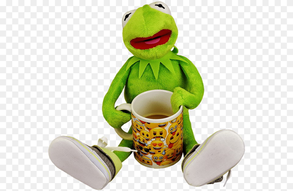 Kermit Coffee Break Frog Work Funny Cup Coffee Kermit The Frog, Clothing, Footwear, Shoe, Plush Free Png Download